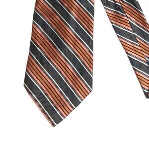 Bachrach Silk Tie Men’s 61” Black Brown Pink Multi Striped Designer Wide Tie New